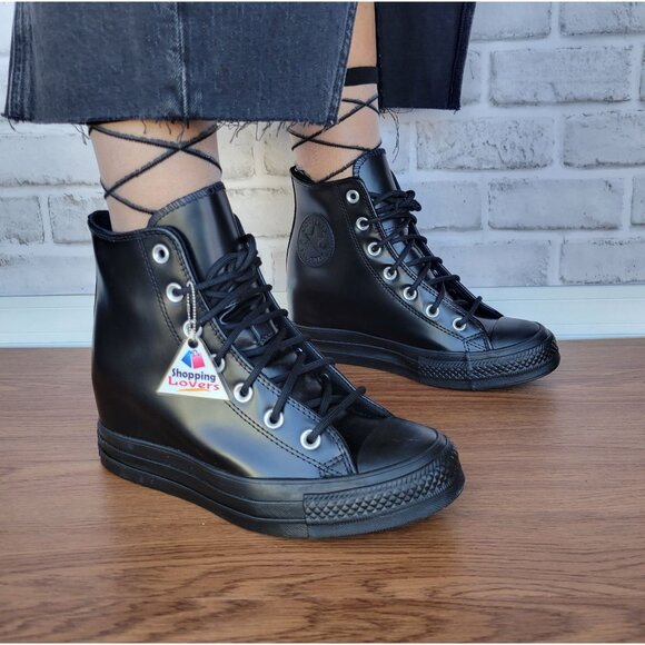 ⭐Converse Chuck Taylor All Star Wedge Platform Hi 8 Patent Leather Shoes A12827C